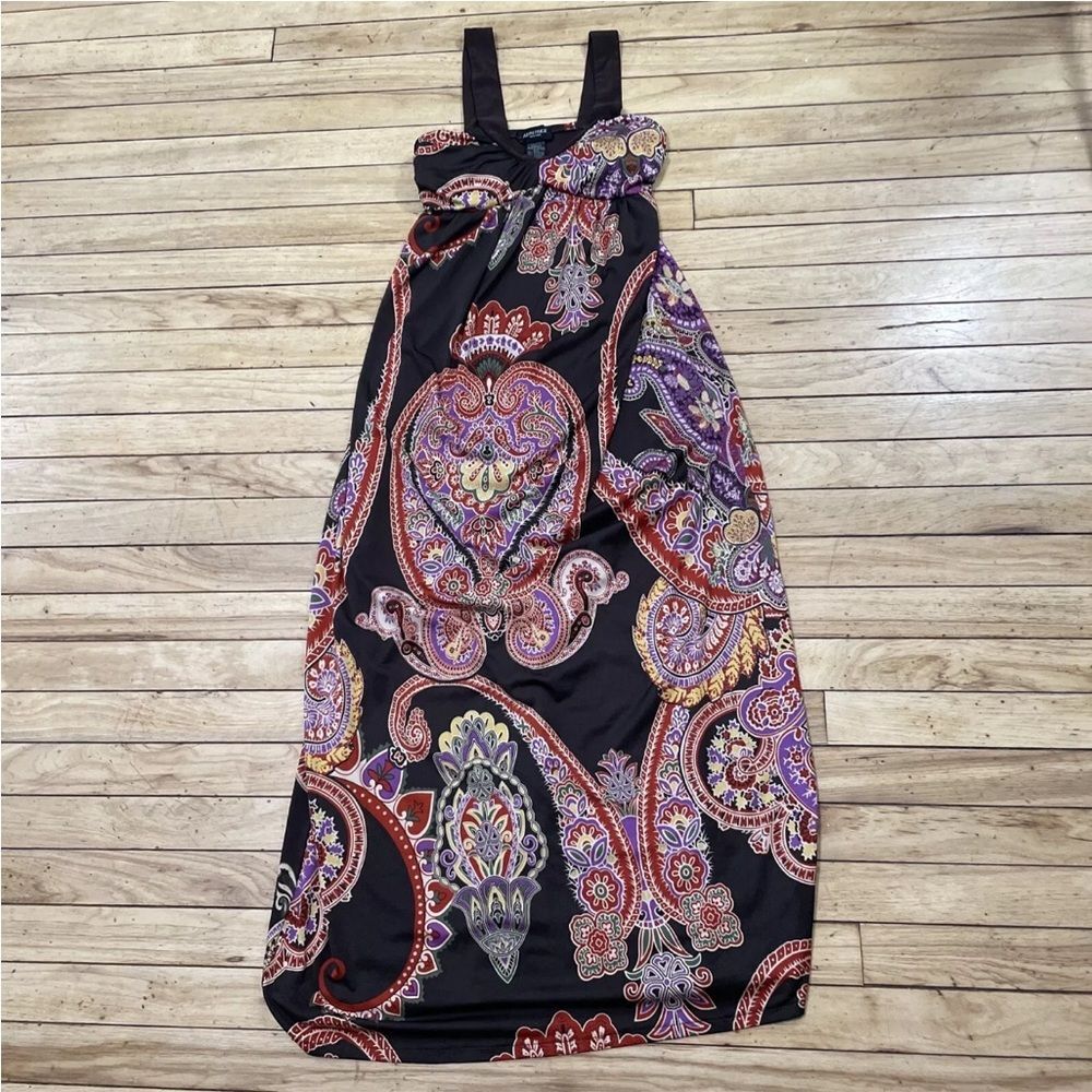 ALYN PAIGE NEW YORK Womens S Paisley Pink Brown Maxi Long Dress Sleeveless Boho